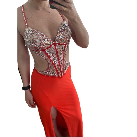 Jovani Sequin Gown with High Slit - Picture 3 of 4